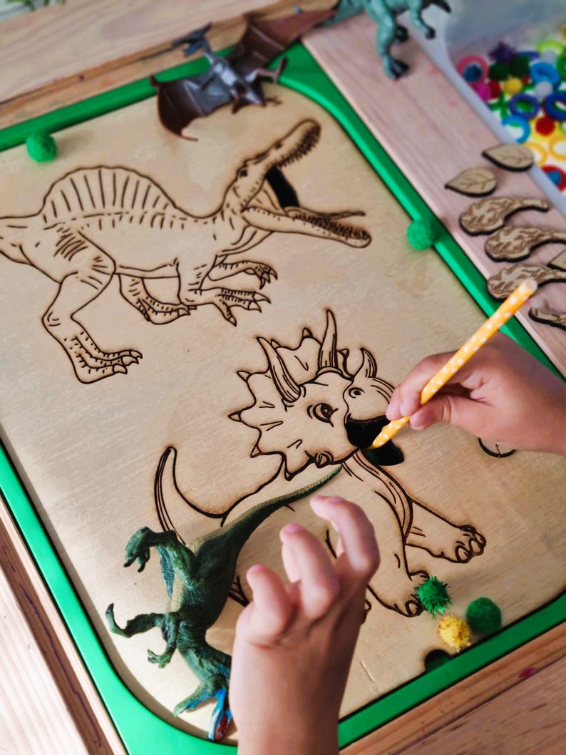 Feed the Dinosaurs Activity Board, Trofast Insert, IKEA Flisat Sensory