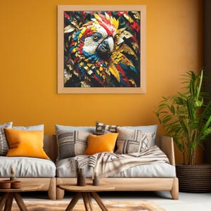 Macaw Abstract Art Print | Tropical Bird Wall Decor | Geometric Wildlife Artwork | High-Resolution Digital Download | Nature Gift | Bohemian