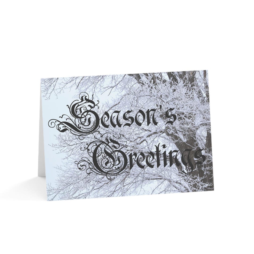 Season's Greetings Calligraphy Tree, Winter Greeting Cards - Etsy