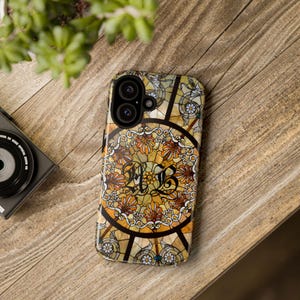 Custodia per telefono con iniziali in vetrata / Custodia resistente, monogramma personalizzato