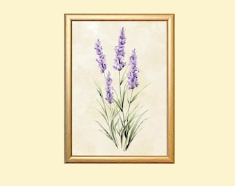 Vintage Lavender Flower Print: Farmhouse Botanical Wall Art (Instant Download)