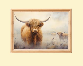 Highland Cow Print: Rustic Farmhouse Animal Wall Art (Digital Download)