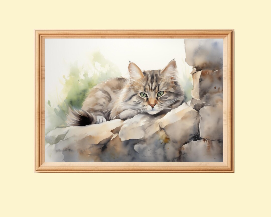 Gray Tabby Kitten: Printable Watercolor Cat Wall Art (digital Download ...