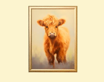 Highland Cow Painting Print: Rustic Farmhouse Wall Art (Digital Download)
