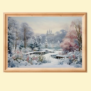 Winter Garden Art Print, Beautiful Winter Scene, Winter Landscape Picture, Winter Scenery Wall Art, Snow Scene Print