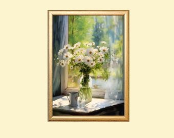 Vintage Daisy Bouquet Still Life Print: Cottagecore Floral Art (Digital Download)