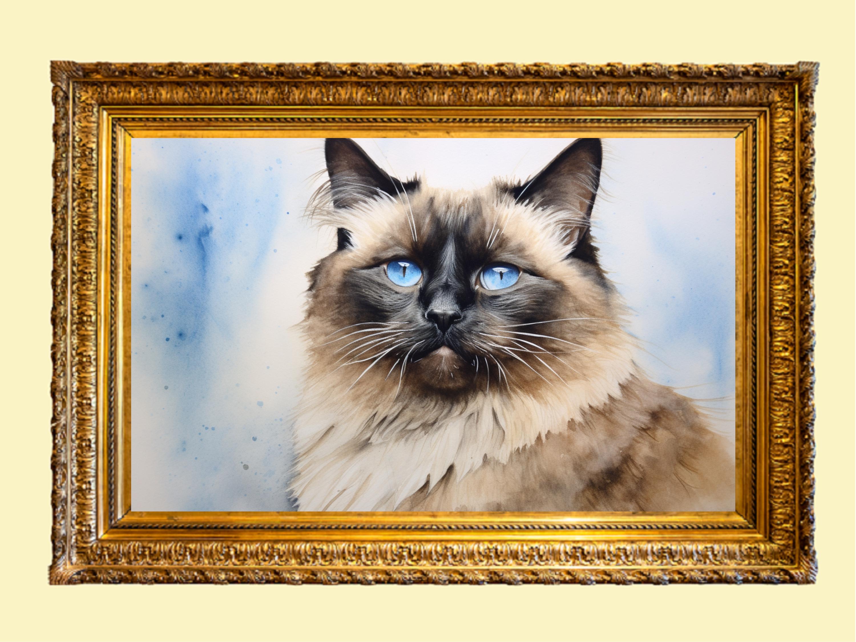 Printable Cat Picture, Cat Art Print, Cat Painting, Balinese Cat ...