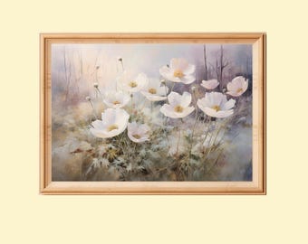 White Anemone Flower Vintage Botanical Print: Cottagecore Wall Art (Digital Download)