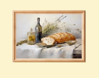 Farmhouse Kitchen Still Life Print: Impressionist Food Art (Digital Download