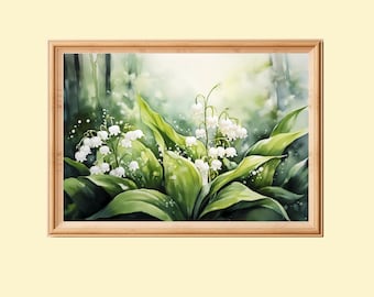 Lily Of The Valley Painting: May Birth Flower, Cottagecore Print (Digital Download)