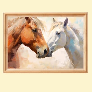 Romantic Horse Wall Art, Horse Painting Print, Gift For Horse Lover, Farmhouse Decor, Rustic Wall Art, Valentine Wall Art Printable