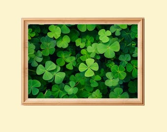 Shamrock Four Leaf Clover Print: St Patrick's Day Green Wall Art (Digital Download)