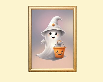 Ghost Art Print, Halloween Nursery Decor (Instant Download