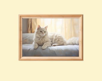 Weiße Katze Gemälde: Wunderschönes Haus Dekor (Digitaler Download)