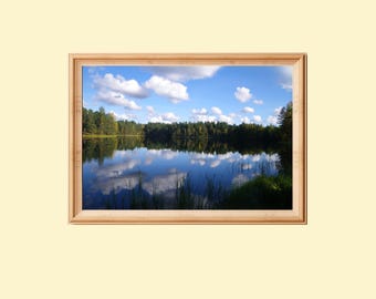 Lake Landscape Photo: Sky Reflections, Nature Art Print (Digital Download)