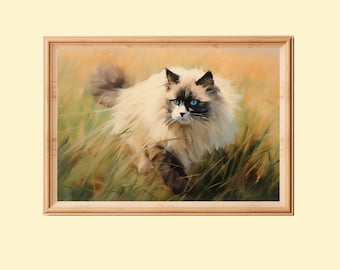 Cat Portrait Painting: Feline Wall Art (Digital Download)