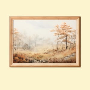 Vintage Autumn Landscape Painting: Rustic Fall Decor (Digital Download)