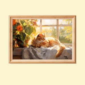 Cute Ginger Cat Printable Painting, Orange Cat Home Decor, Adorable Cat Picture, Wall Art Instant Download, Cat Lover Gift