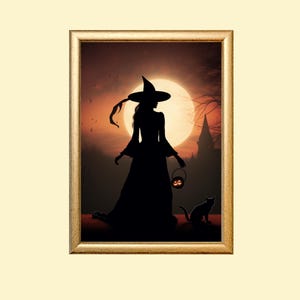 Witchy Decor: Halloween Wall Art Printable, Witch Painting, Halloween Print, Spooky Home Decor, Halloween Decorations
