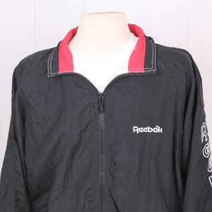 REEBOK vintage 1990s Black white red Nylon Windbreaker Jacket Mens small image 1