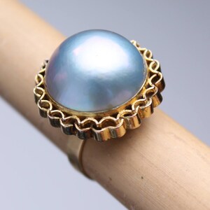 Vintage 14k gold large MABE PEARL cocktail statement ring south sea sz 8.5 image 1