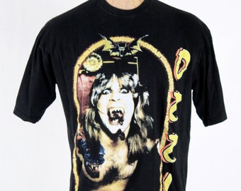 vintage OZZY Osbourne Paranoid vampire BAT t shirt black sabbath screenprint dark lord concert tshirt tee top