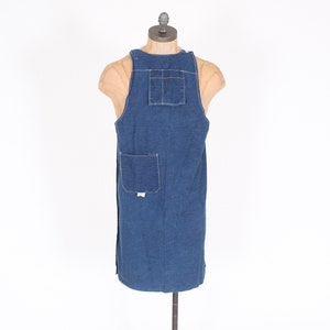 sanfordized denim apron vintage work wear 1950s 1960s dark wash jean cotton factory made smock