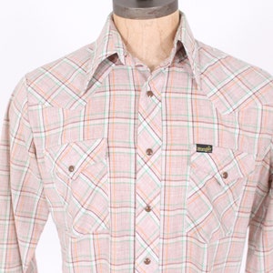 vintage Wrangler western shirt stripe rodeo cowboy 1980s 1990s hunting farm country size L