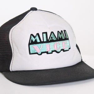 VTG 1980s Miami Vice TV show original SnapBack Hat pink aqua black white