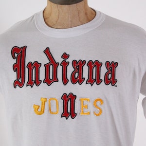 vintage Indiana Jones t shirt white sheer cotton top mens medium large