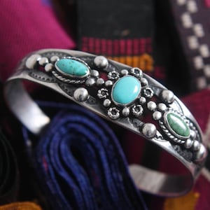 native turquoise + sterling silver cuff bracelet navajo
