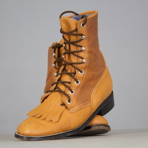 vintage Diamond J boots brown leather lace up ankle riding equestrian farm shoes size 6