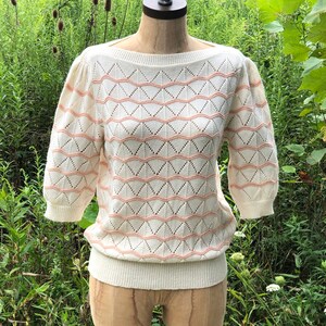 vintage 70s slouchy crochet knit sweater batwing sleeve high waist boho hippie slouch top shirt size small medium