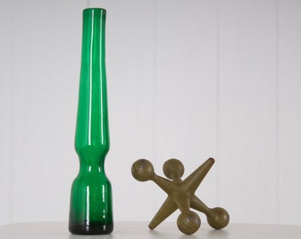 Blenko Emerald Green tall vase Joel Meyers era 1960s vintage mid century modern home decor art art