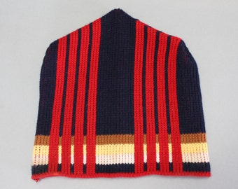 vintage 1960s Mod snow hat Toboggan ski knit winter beanie red blue yellow