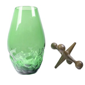 vintage BLENKO green art glass vase retro 1950s mid century modern Winslow Anderson