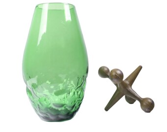 vintage BLENKO green art glass vase retro 1950s mid century modern Winslow Anderson