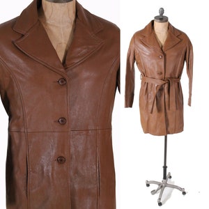 vintage Deer Wear brown leather jacket 1970s mens soft deer hide coat size made in USA 40 M