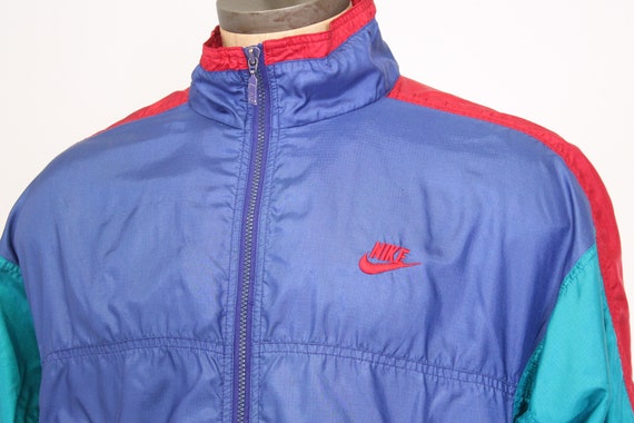 Vintage Nike Color Block Nylon Windbreaker Wind Runner Blue Red