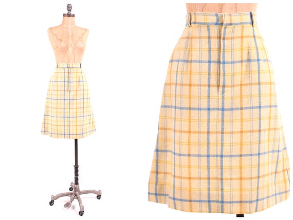 mustard wool high waist skirt w/ pockets ladies v… - image 1
