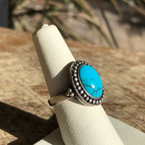 Antique Persian Turquoise + sterling silver ring - image 4