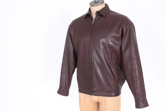 Vintage Polo Ralph Lauren Dark Brown Leather Jacket Motorcycle