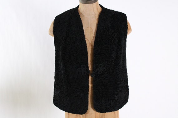 Vintage Persian lamb fur vest black curly lamb ski
