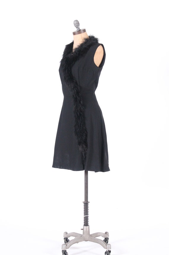 Marabou cocktail dress black silk crepe vintage 1… - image 1