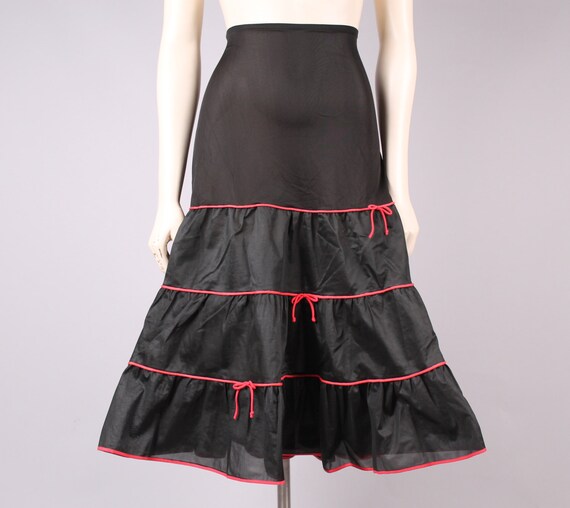 vintage 1950s Luxite slip lingerie black & red bo… - image 4