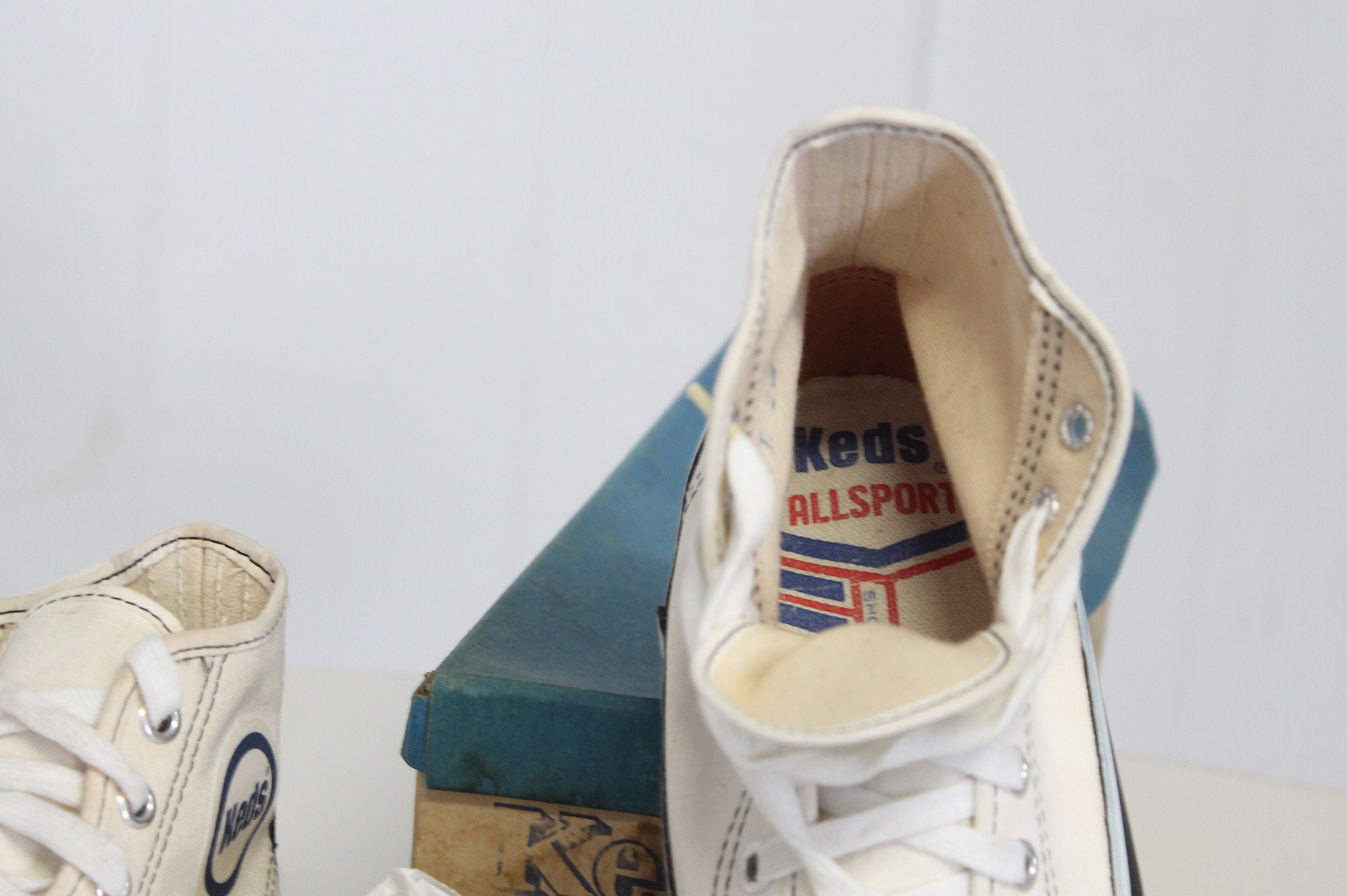 Vintage KEDS Black + White High-top Canvas Sneakers Made in USA 