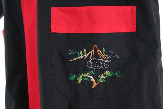 amazing vintage kimono black Pagoda scenic embroi… - image 4