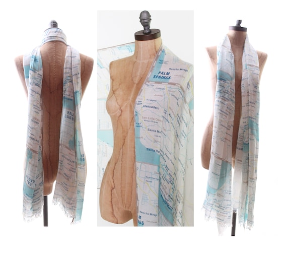 KATE SPADE scarf wrap shawl west coast map Palm S… - image 1