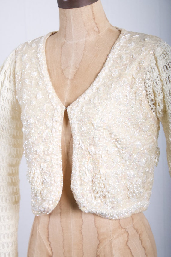 50s Sequin + Beaded Cardigan sweater Pin Up vinta… - image 2