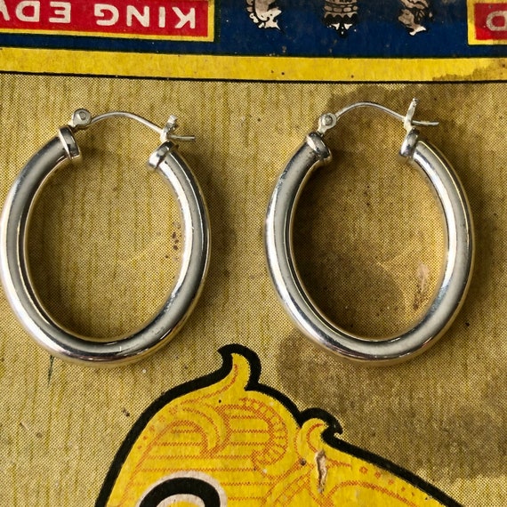 4mm Sterling hoops oval locking hinged earrings s… - image 4